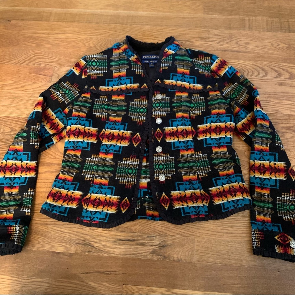 Pendleton Vintage Fit Cropped Wool Jacket Women’s Medium Western Aztec Print